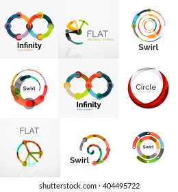 Collection of abstract circle logos. Minimal thin line flat design
