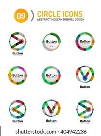 Collection of abstract circle logos. Minimal thin line flat design