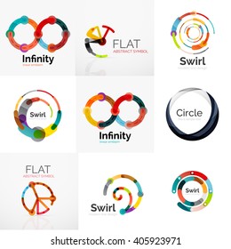 Collection of abstract circle logos. Minimal thin line flat design