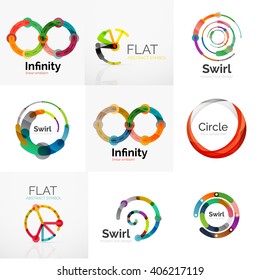 Colección de logotipos de círculo abstracto. Diseño plano de línea delgada mínima