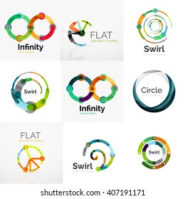 Collection of abstract circle logos. Minimal thin line flat design