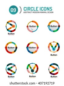 Collection of abstract circle logos. Minimal thin line flat design