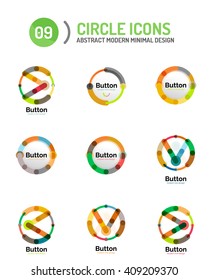 Collection of abstract circle logos. Minimal thin line flat design