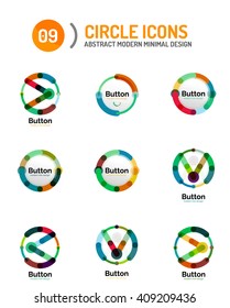 Collection of abstract circle logos. Minimal thin line flat design