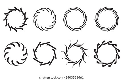 Collection of abstract circle logos. Abstract radial lines logo. Abstract circular border