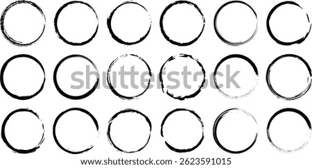 Collection of Abstract Circular Brush Stroke Elements in Bold and Soft Colors – Artistic Ink Swirls and Paint Shapes for Modern Design Use, multiple color beauty color circle brush