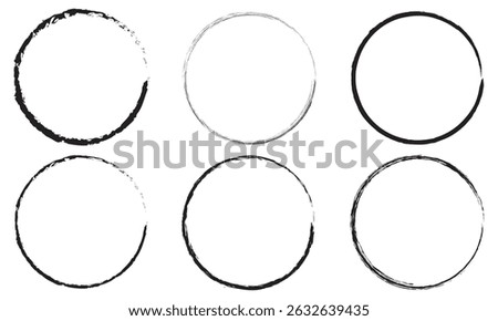Collection of Abstract Circular Brush Stroke Elements. Brush circles round shape set Stock black color design. Eps 10