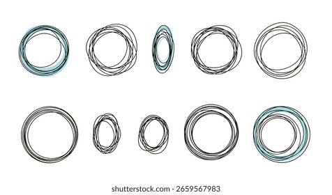 Collection of abstract circular objects showing variations in texture and color palette