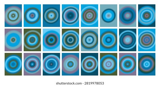 A collection of abstract circular patterns with blue and teal gradients, creating a sense of depth and movement.