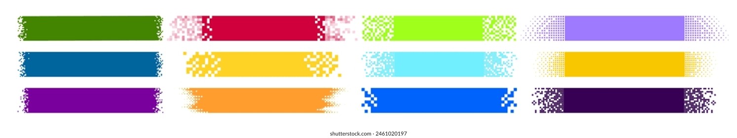 Collection of abstract color pixel web banners for headers. Vector banner. Illustration of abstract pixel 