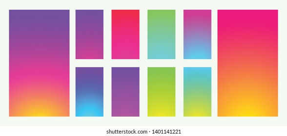 Collection abstract colorful backgrounds screen smartphone. Social media gradient background. Mobile backgrounds mockup. Social media concept. Vector illustration. EPS 10