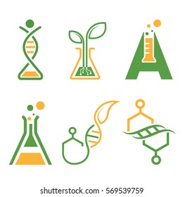 Collection of abstract, colorful bio tech logos and illustrations