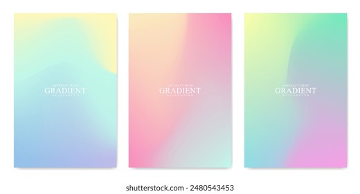 Collection abstract colorful effect bright color blend liquid background. Gradient mesh. Modern design template for card, banner, poster, social media, promotion background