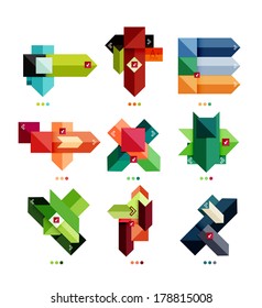 Collection of abstract colorful geometric shapes isolated on white for business background | numbered banners | business lines | graphic website