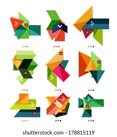 Collection of abstract colorful geometric shapes isolated on white.  For business background | numbered banners | business lines | graphic website