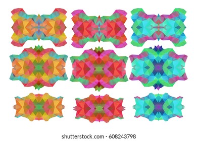 Collection of Abstract colorful illustrations made of triangle pattern