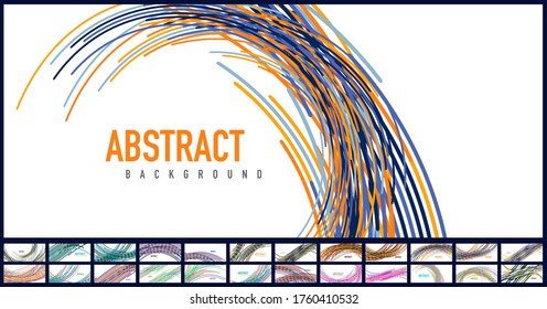 Collection of abstract colorful lines vector backgrounds for cover, placard, poster, banner or flyer