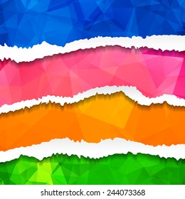 Collection of Abstract Colorful Polygonal torn paper. Vector illustration