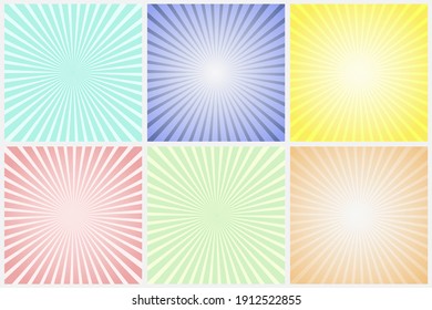 Colección de patrones abstractos de rayas coloridas, afiches, tarjetas. Antecedentes de moda vectorial - estilo de arte pop retro