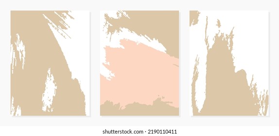 Colección de antecedentes creativos abstractos. Colocación de texturas pintadas a mano. Obra de arte de moda para afiches, portada, invitación, pancarta, folleto, volante. Plantillas vectoriales con trazos de pintura y formas en tonos pastel