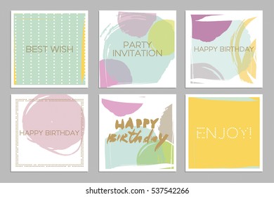 collection of abstract creative birthday cards hand drawn textures colorful
