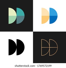 Collection of abstract D letters modern abstract logo icon design concept. Isolated on white and dark backgrounds. Vector illustration
