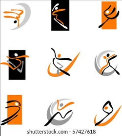 Collection of abstract dancing icons
