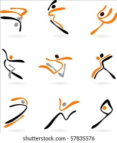 Collection of abstract dancing icons