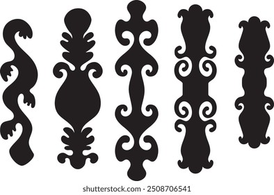 Collection of abstract decorative design elements for floral ornaments, borders, patterns, frames, banners.