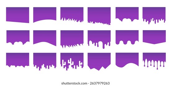 Collection of Abstract Design Element for Top, Bottom Page Web Site. Template Dividers Shapes for Website Pictogram Set. Vector