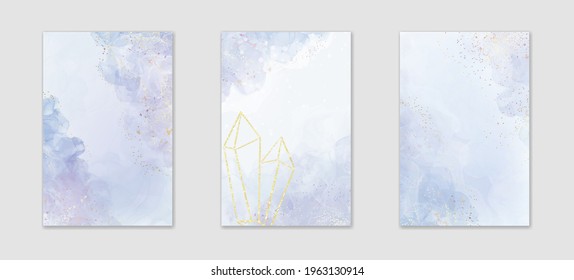 Colección de fondo colorido colorido colorido colorido colorido violeta con salpicadura de brillo dorado. Efecto de la tintas de alcohol de mármol pastel. Ilustración vectorial de fondo geodésico abstracto y elegante.