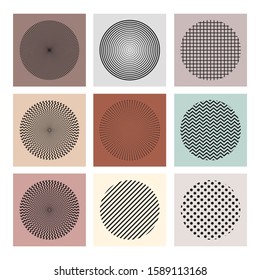 Collection of abstract elements on circle shape vector set