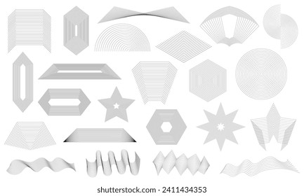 Collection of abstract elements various shapes. Y2K shape abstract decoration