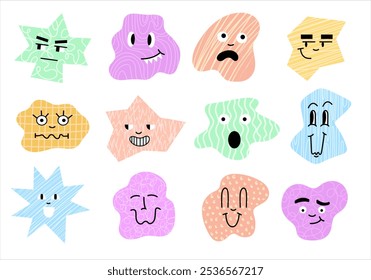 Collection of abstract Emotional Faces. Mental health. Different characters