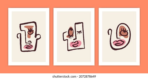 Collection of Abstract Face for Poster Design