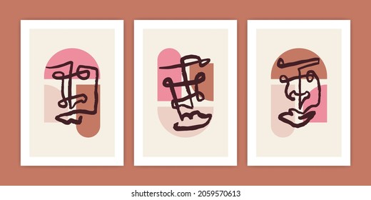 Collection of Abstract Face for Poster Illustration