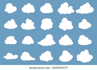 Colección de caricaturas planas abstractas e iconos de nube esponjosos.