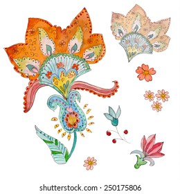 collection an abstract floral elements. watercolor