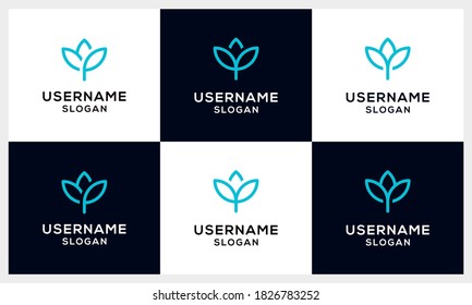 Collection abstract flower logo, can use for Beauty, fashion, salon, spa, yoga logo design template