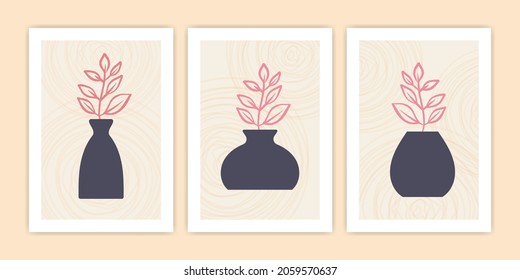 Ilustración de afiches de flores abstractas y grano
