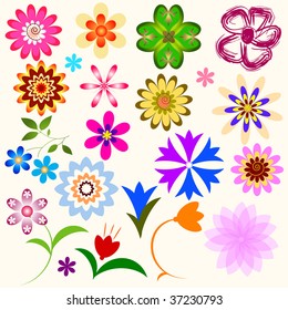 Collection abstract flowers (vector)