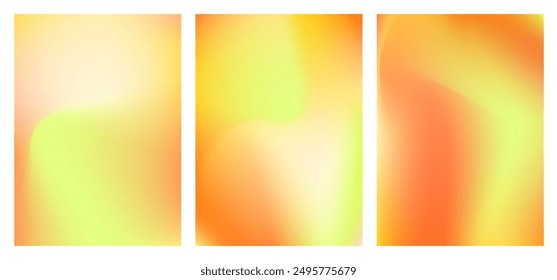 Collection abstract fluid background. soft pastel orange and green yellow gradient mesh style for idea, advertising, social media post, backdrop, banner, greeting, celebration, display, brochure, ad