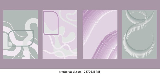 A collection of abstract forms inspired by the fluidity of nature, with delicate lines and pastel hues creating a sense of calm and serenity.
