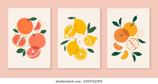 Collection of abstract fruits. Modern vector design for posters, flyers, prints, covers and other uses.