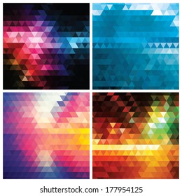 Collection of abstract geometric colorful backgrounds, pattern design elements, vector illustration
