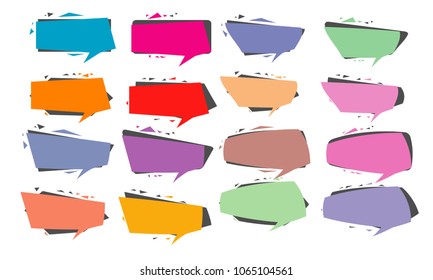 collection of abstract geometric polygonal triangular bubble speech quote box talk frame banner label element illustration vector