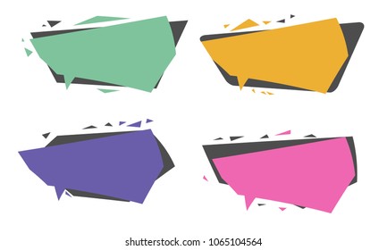 collection of abstract geometric polygonal triangular bubble speech quote box talk frame banner label element illustration vector