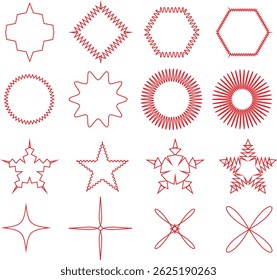 Collection of abstract geometric shapes and line patterns