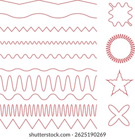 Collection of abstract geometric shapes and line patterns