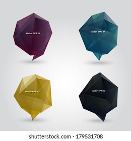 Collection of abstract Geometric Solids. Can be used as speech bubble, price tag, infographics. Bubble tick can be easily removed for a clean gemstone. Vector design.